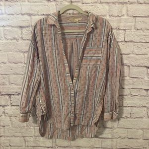 Anthropologie Maeve striped high low button down